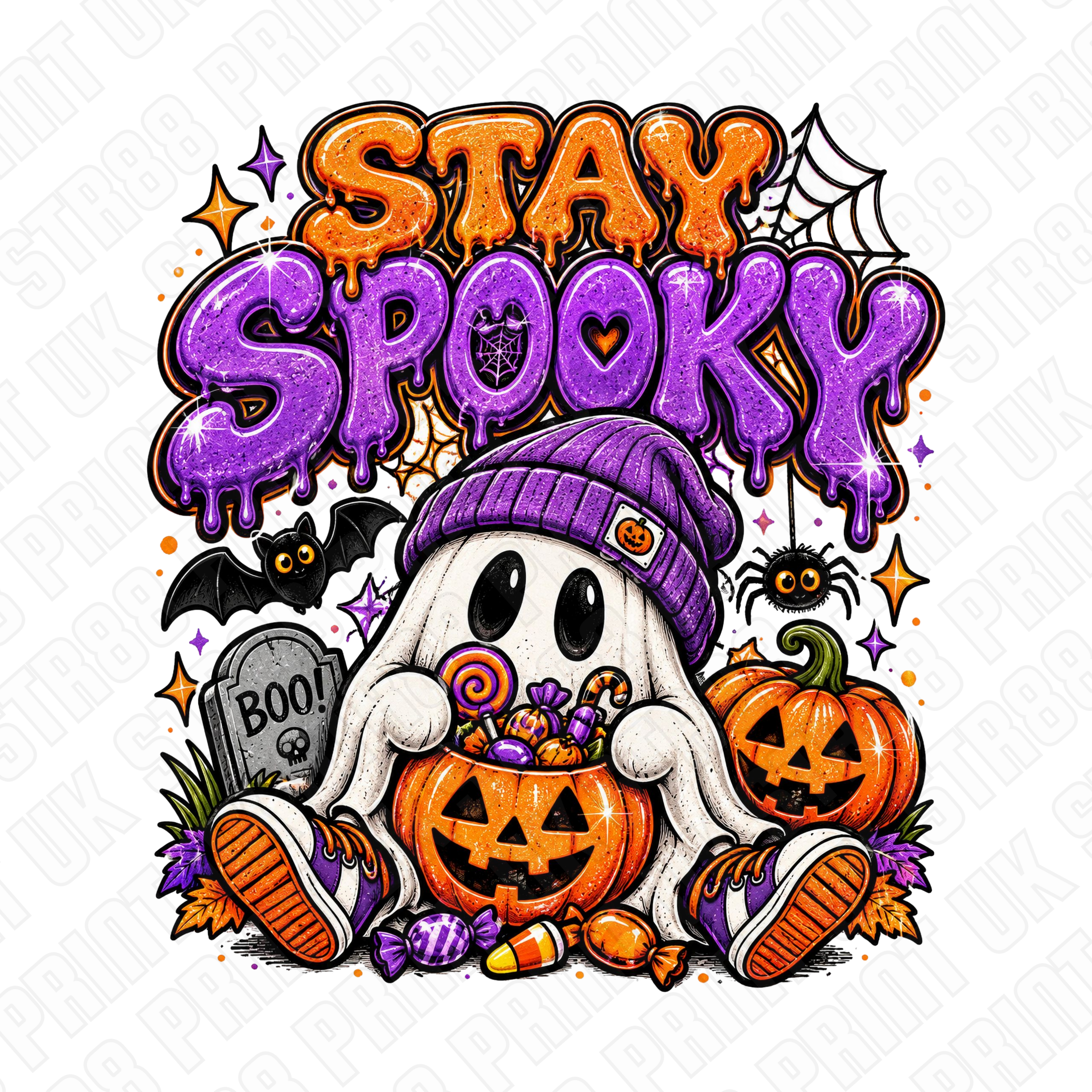 Stay Spooky Halloween DTF Transfer – Cute Ghost Trick or Treat Design