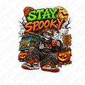 Stay Spooky Skeleton Halloween DTF Transfer – Retro Streetwear Pumpkin Design