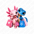 Treat Yourself Cute Axolotl & Lizard DTF Transfer – Ready to Press Design