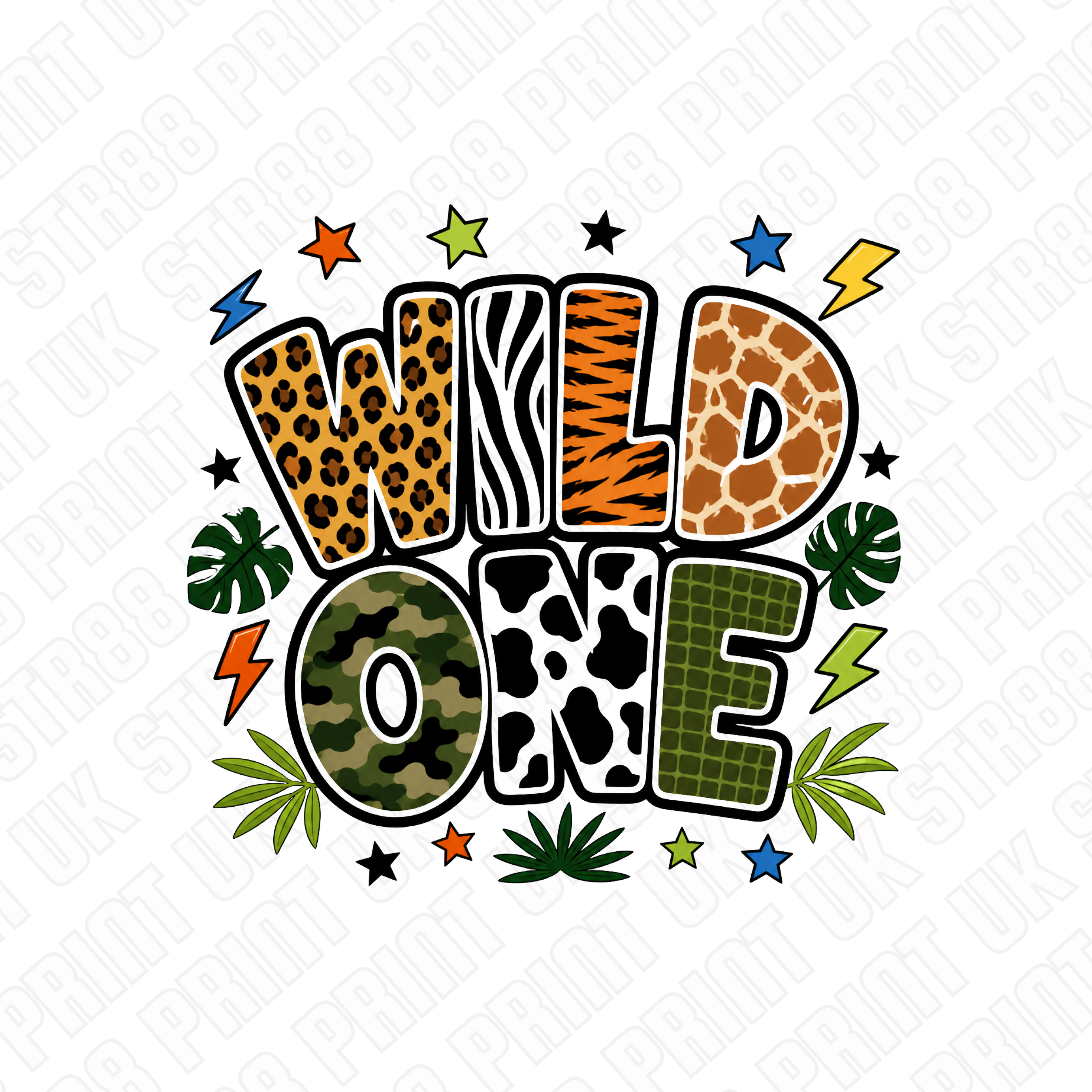 Wild One Animal Print DTF Transfer – First Birthday Ready to Press Design