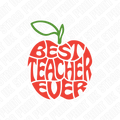 Best Teacher Ever Apple DTF Transfer – Teacher Gift Ready to Press Design