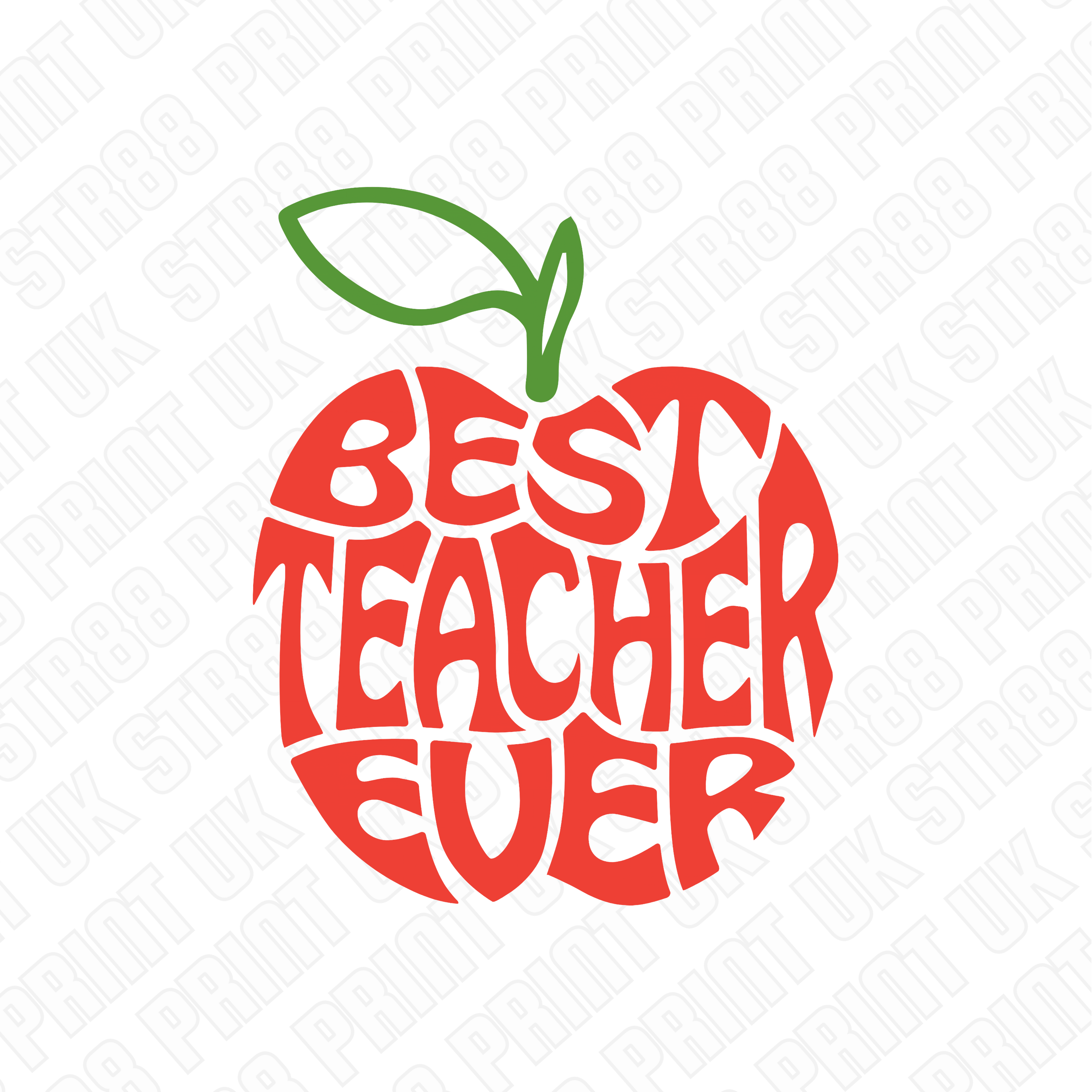 Best Teacher Ever Apple DTF Transfer – Teacher Gift Ready to Press Design