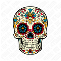 Sugar Skull DTF Transfer – Colorful Day of the Dead Skull – Ready to Press