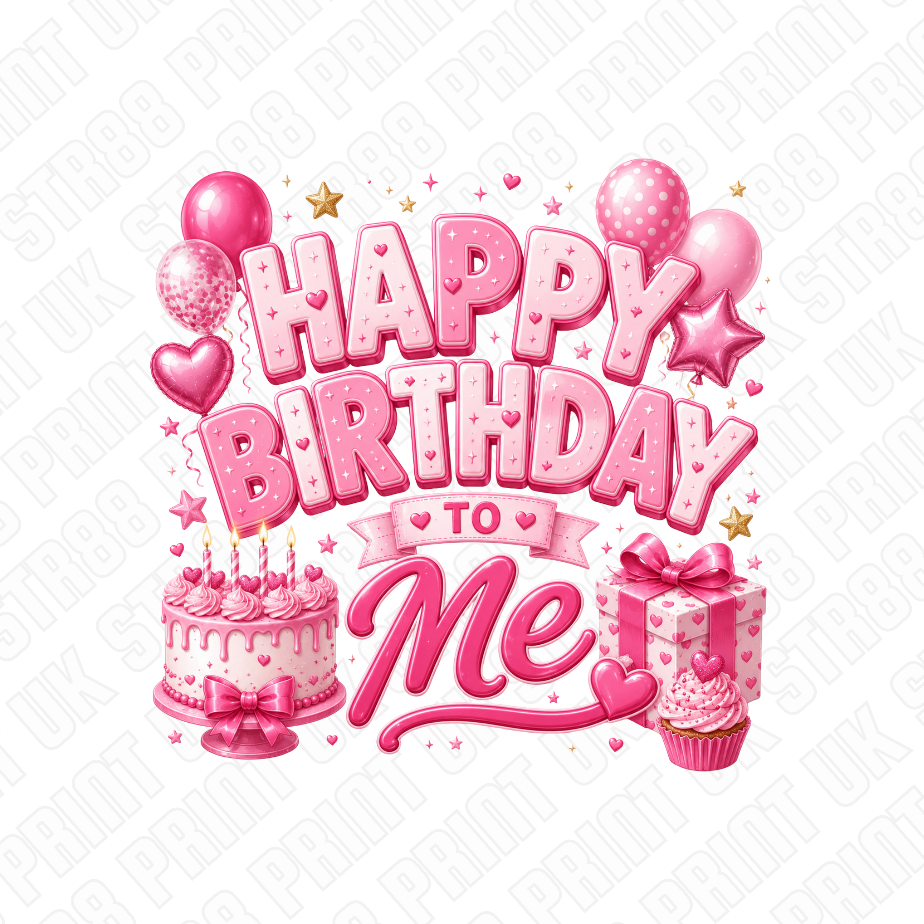 Happy Birthday To Me Pink DTF Transfer – Girls Birthday Ready to Press Design
