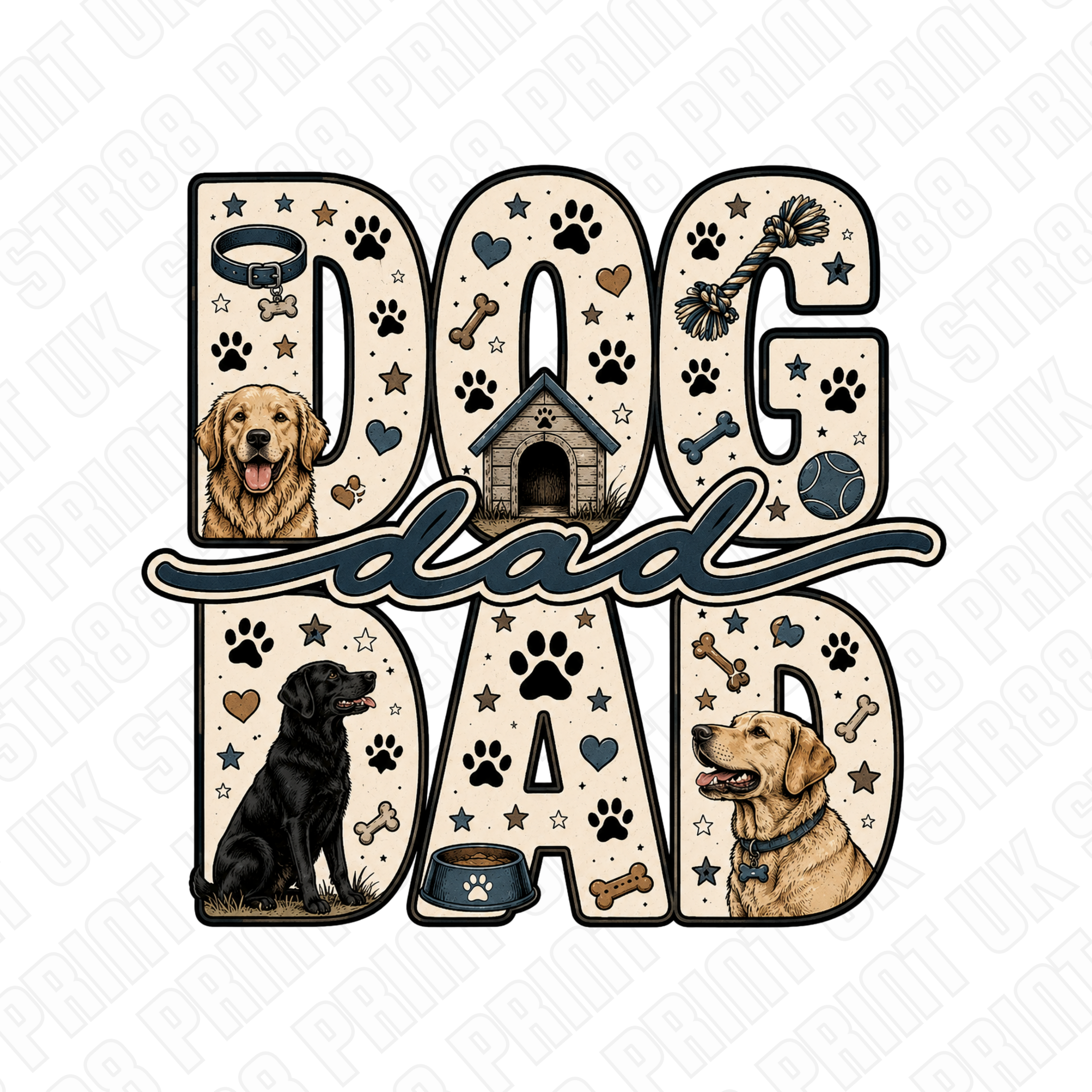 Dog Dad DTF Transfer – Dog Lover Ready to Press Design